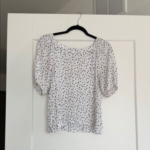 LOFT White and Black Polka Dot Blouse